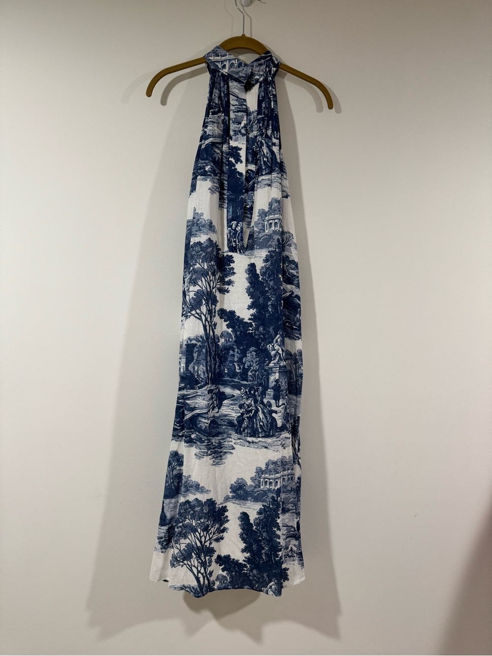 Worn 3x EUC COS Blue toile print dress. Size 6. Fully lined. Side pockets. - Picture 7 of 9
